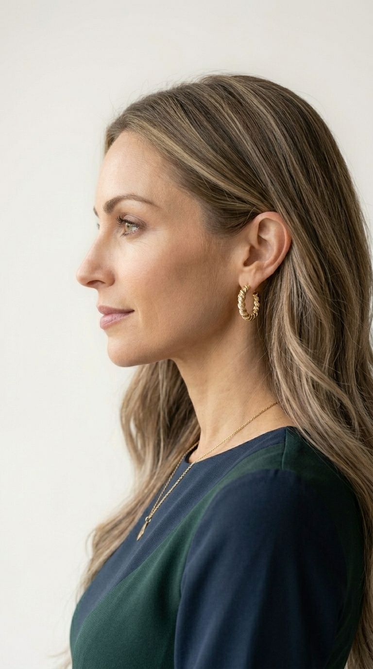 Willow wig - side profile showing natural wave and length